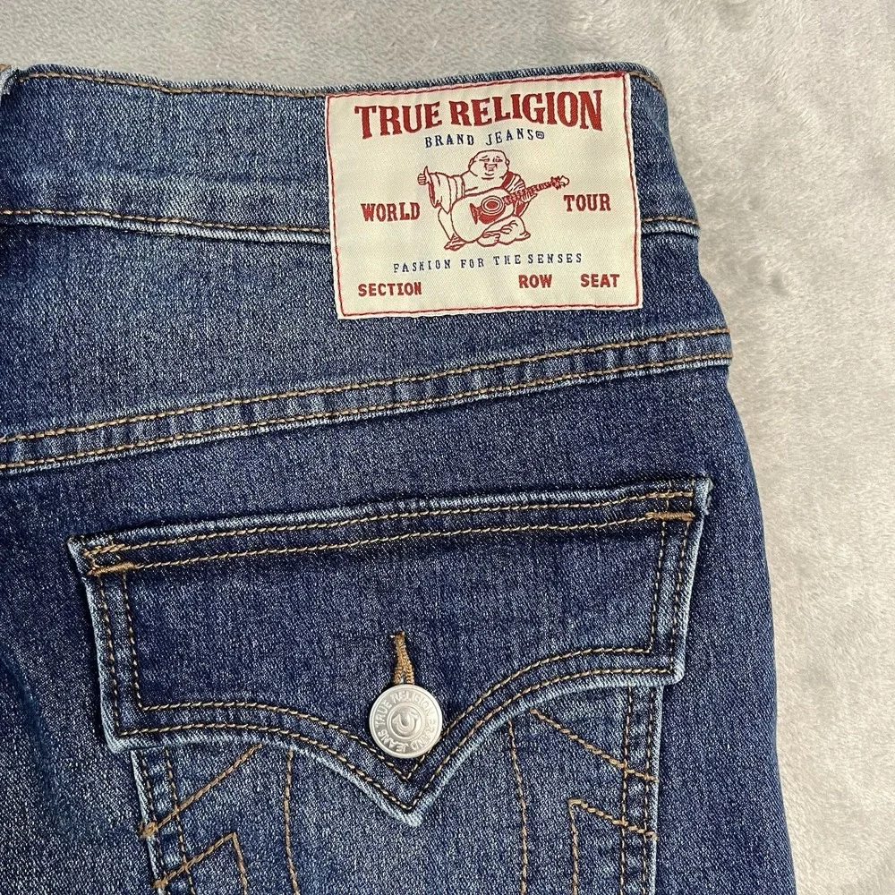 NWT True Religion Ricky Relaxed Straight Jeans Mens 30 (32x34) Medium Wash Flap
